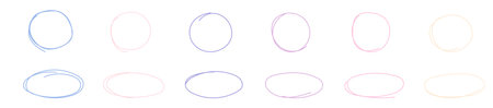 cute doodle circle and oval frame hand writing grunge styleのイラスト素材