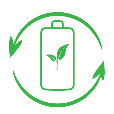 green energy with battery logo and sprout new leafのイラスト素材