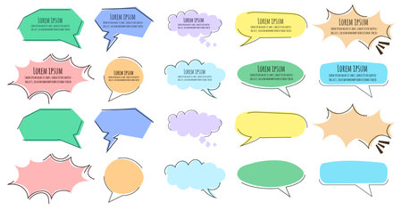 cute bubble chat hand drawn doodle for quotation box text saying and commentのイラスト素材