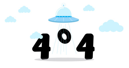 404 page not found error internet page with ufo want to take 0 letterのイラスト素材