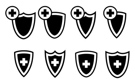health protection with shield icon setのイラスト素材
