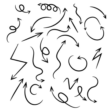 artistic arrow hand drawn arrow pointer setのイラスト素材