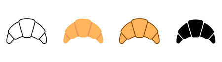 croissant icon silhouette black thick outline color bread icon logo foodのイラスト素材
