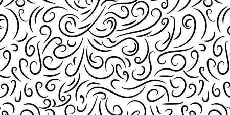 seamless pattern curl doodle hand drawnのイラスト素材