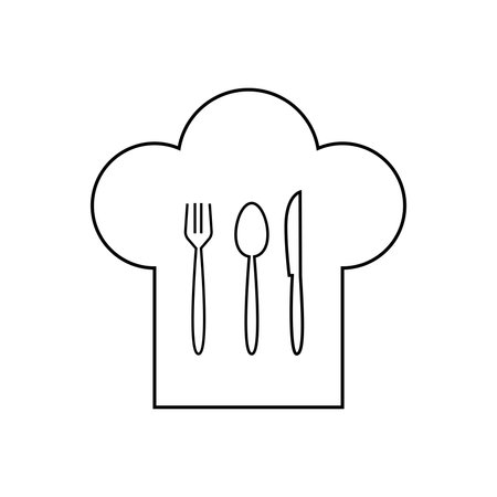 fork spoon knife logo with chef hat iconのイラスト素材