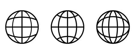 globe icon set flat icon line artのイラスト素材