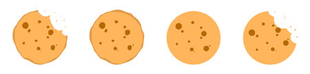 cookie icon bited biscuit snackのイラスト素材