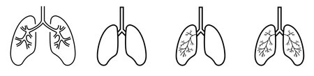 lungs icon detail with alveoli black and white strokeのイラスト素材