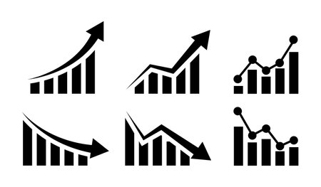 graph icon set. Vector illustration. Set of bar graph high and low profitのイラスト素材