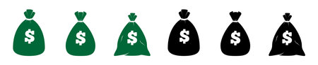 bag of money icon green and black bagのイラスト素材