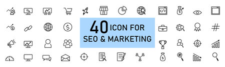 seo search engine optimization icon bundeのイラスト素材