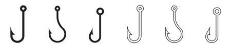 meat hook or fish hook icon set vectorのイラスト素材