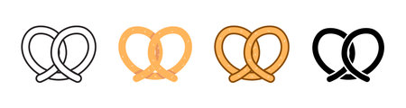 pretzel icon outline style stroke color soft color bread baked iconのイラスト素材