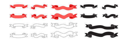 blank ribbon and banner collection set isolatedのイラスト素材