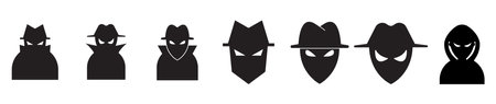 hacker crime spy anonymous detective or inspector icon silhouetteのイラスト素材