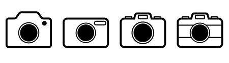 camera icon line art vectorのイラスト素材