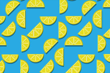 seamless pattern yellow lemon in blueのイラスト素材