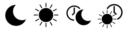 night time and day time with crescent moon and sunのイラスト素材