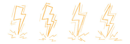 doodle thunder icon sketchy pencil scribble thunder strikeのイラスト素材