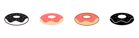 donut icon glaze donut thick outline icon silhouetteのイラスト素材