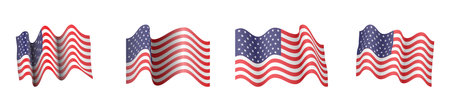 american flag fluttering realistic cartoon vectorの写真素材
