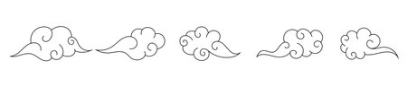 curly cloud with spiral line stroke vector japanese or chinese styleのイラスト素材