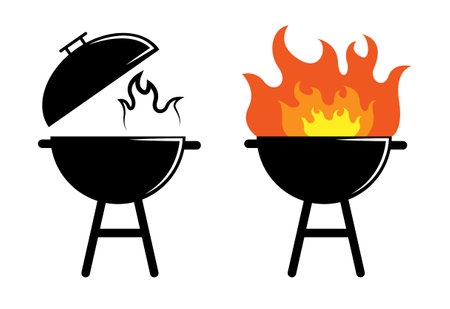 barbeque stove with fireのイラスト素材