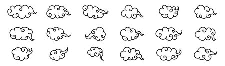 curl cloud smoke cartoon effect vector&#x9;&#xD;&#xA;のイラスト素材