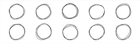 hand drawing circle doodle circle frame doodleのイラスト素材