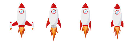 flat rocket vector space shipのイラスト素材