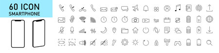 60 icon pack for smartphone bundle phone icon bundleのイラスト素材
