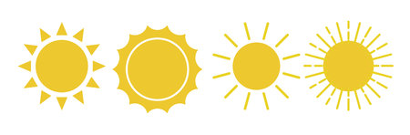 sun icon with sun ray set bundleの写真素材