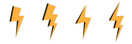 thunder icon cartoon yellow fast, power, and electricity iconのイラスト素材