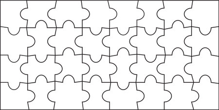 32 piece jigsaw puzzle template 8x4 pieceのイラスト素材
