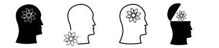 head silhouette with science icon atom illustration of intelligence and smart peopleのイラスト素材