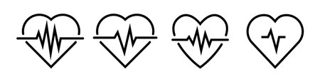 heart with heartbeat shape hospital logo healthのイラスト素材