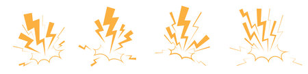 lighting strike thunder strike icon vector cartoon animate with impactのイラスト素材