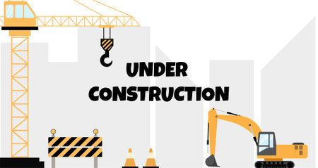 under construction page background internet web with construction machineのイラスト素材
