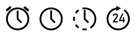 time icon time left alarm clock and open 24 our icon packのイラスト素材