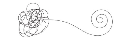 untied the tangled threads illustration doodle, solving the problemのイラスト素材
