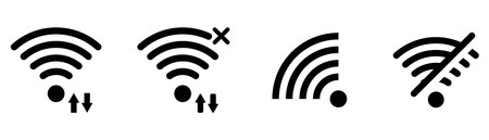 wifi signal icon set with no data connectionのイラスト素材