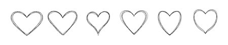 doodle love heart icon hand drawing sketch styleのイラスト素材