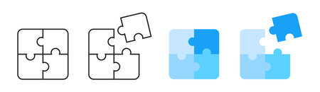 jigsaw puzzle icon idea teamwork and strategy iconのイラスト素材