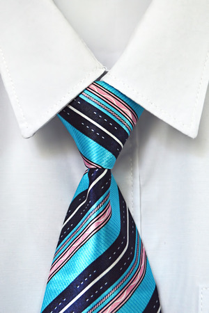 White shirt with a striped tieの写真素材