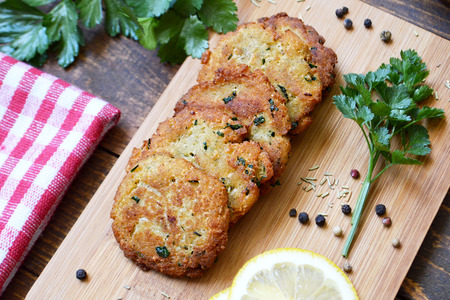 Homemade fishburgersの写真素材