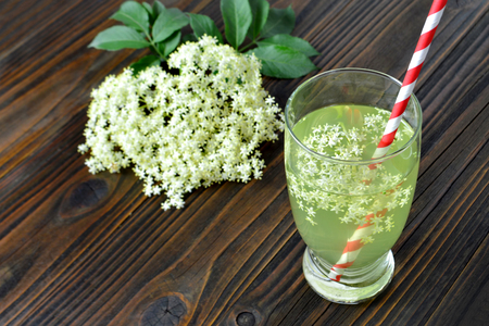 Glass of elderflower drinkの写真素材