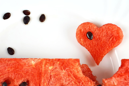 Slice of watermelon on white backgroundの写真素材