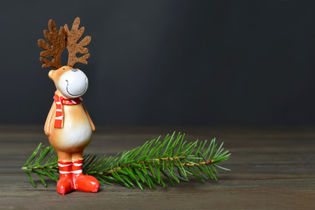 Merry Christmas card with Christmas reindeerの写真素材