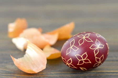 Easter egg decorated with waxの写真素材