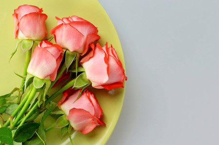 Roses on the plateの写真素材